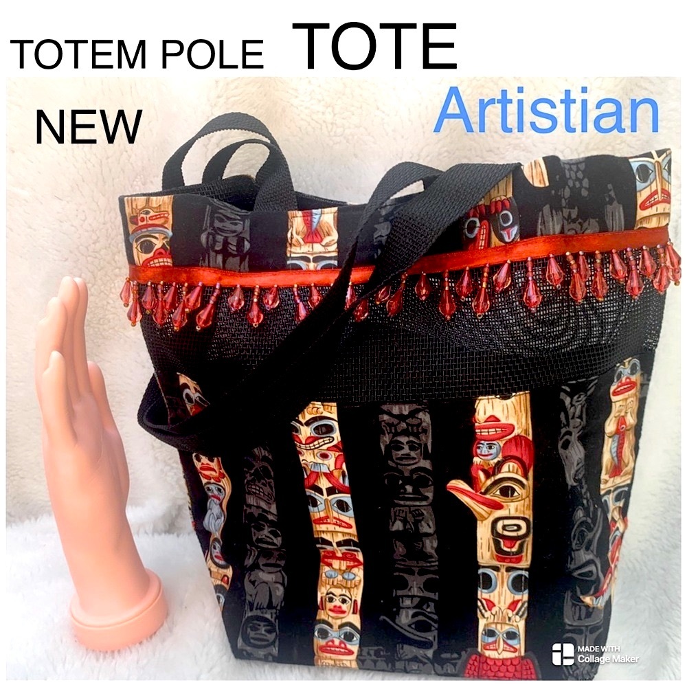 NEW ⭐️ ARTISAN 💼 1 of a Kind, TOTE Totem Pole,  quality designed